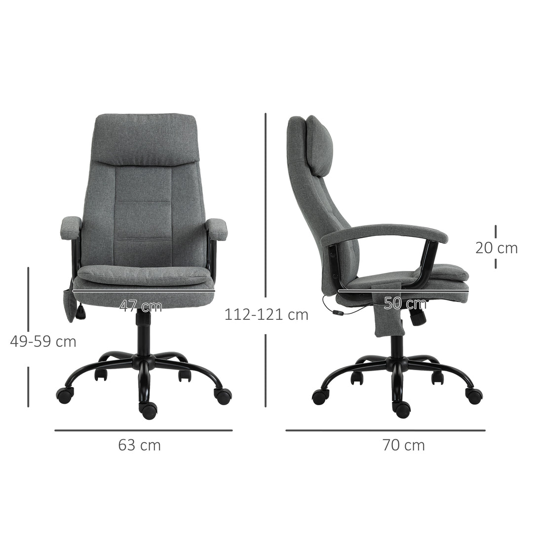 Office Chair, Linen Fabric Desk Chair with 2 Point Massage in Lumbar, Adjustable Height, Rolling Wheels, Grey