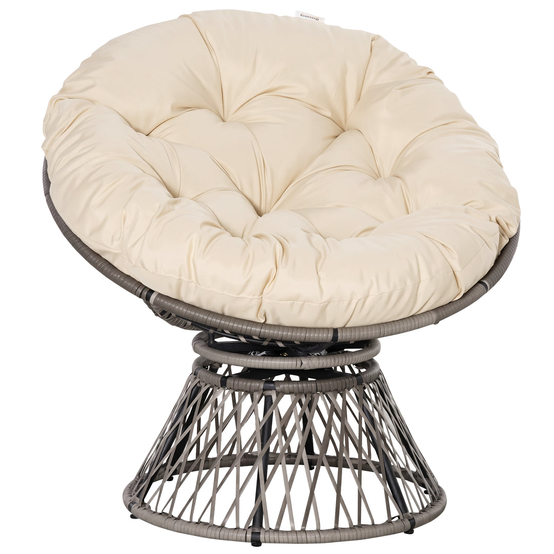 360° Swivel Rattan Moon Bowl Chair Round Lounge Garden Wicker Basket S