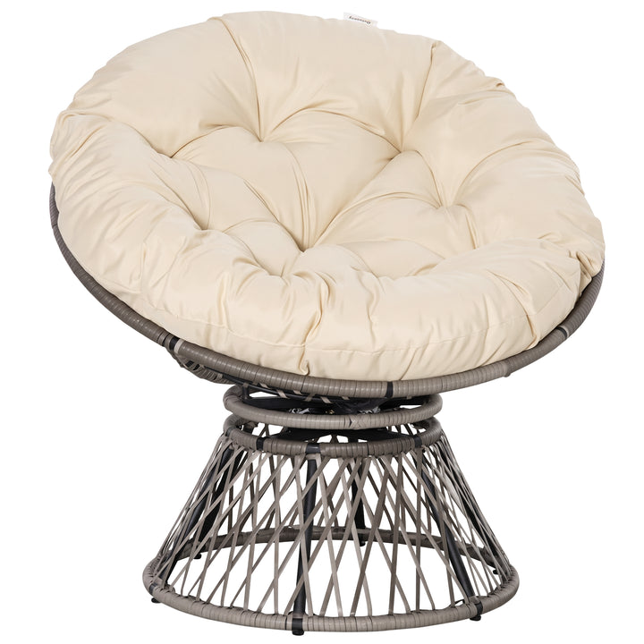360° Swivel Rattan Moon Bowl Chair Round Lounge Garden Wicker Basket S
