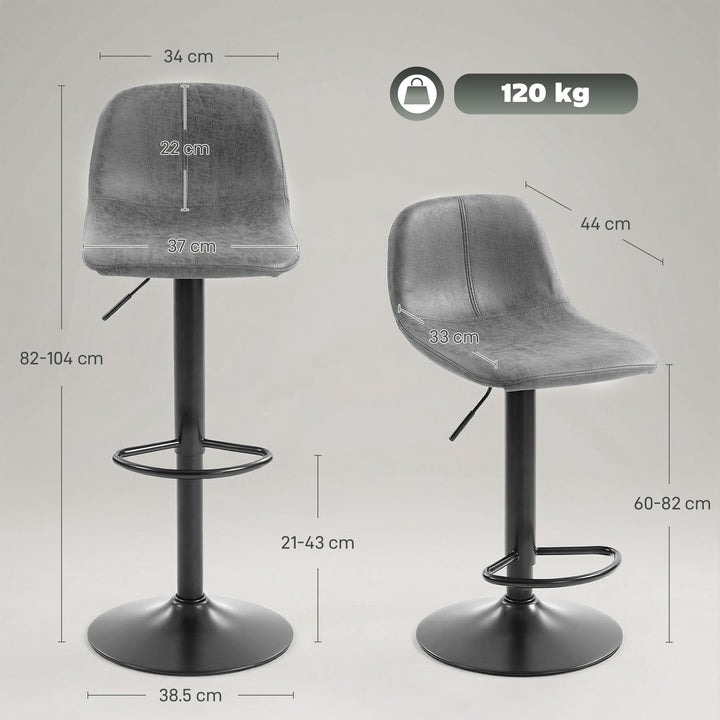 Bar Stools Set of 2, Modern Swivel Barstools with Footrest for Kitchen
