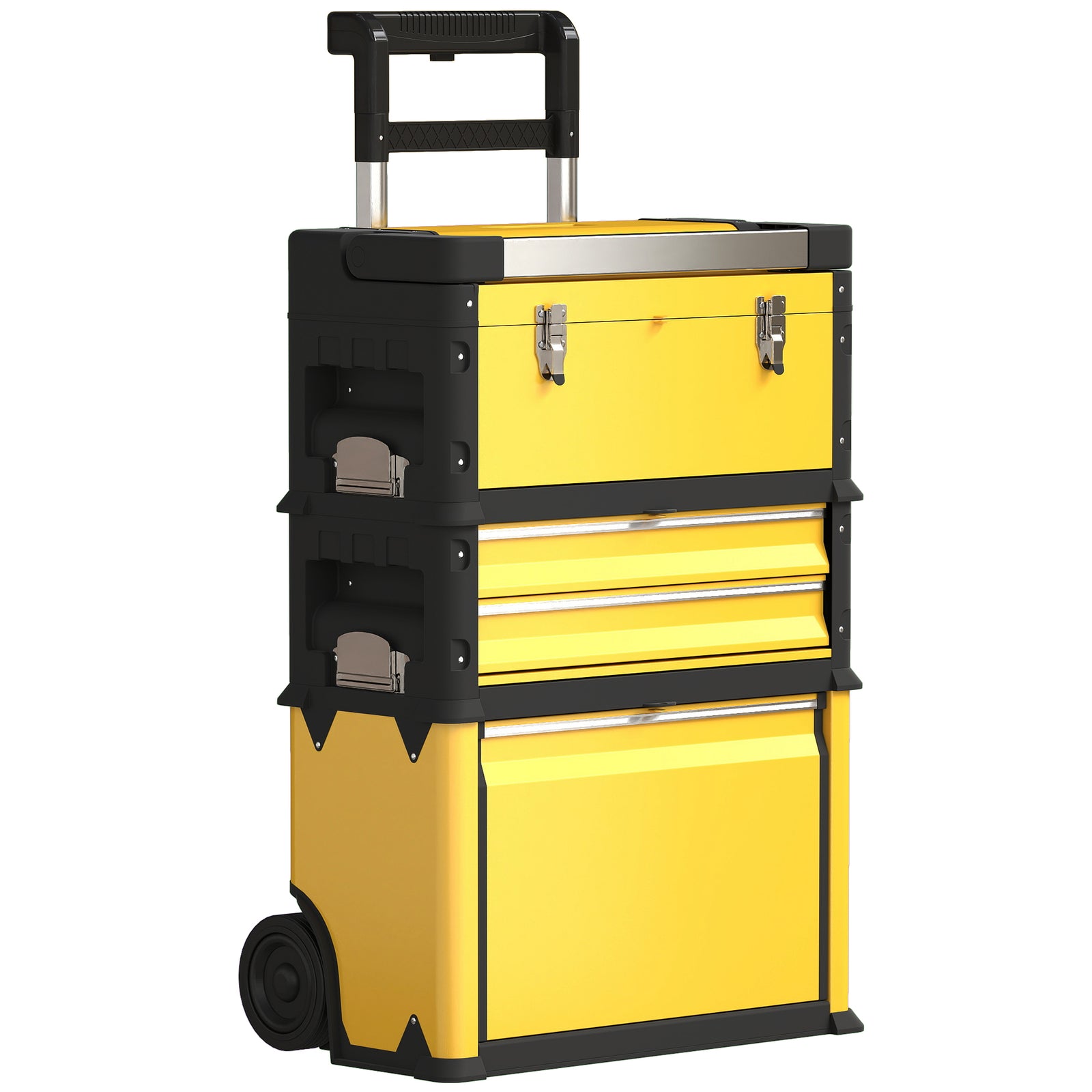 3-in-1 Stackable Rolling Tool Box - Yellow