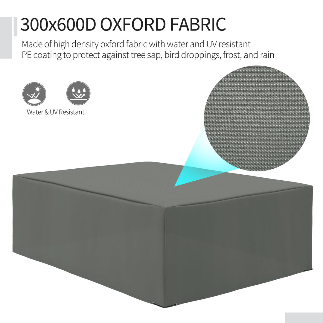 600D Oxford Outdoor Garden Furniture Sofa Set Cover, Waterproof Anti-UV Rattan Sun Lounger Protection Protector Cover, 275L x 205W x 90Hcm, Grey