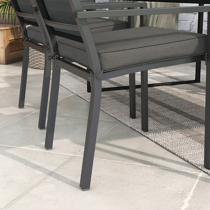 4-Piece Seat Cushions Pillow Replacement, Patio Chair Cushions Set with Ties for Indoor Outdoor, Charcoal Grey