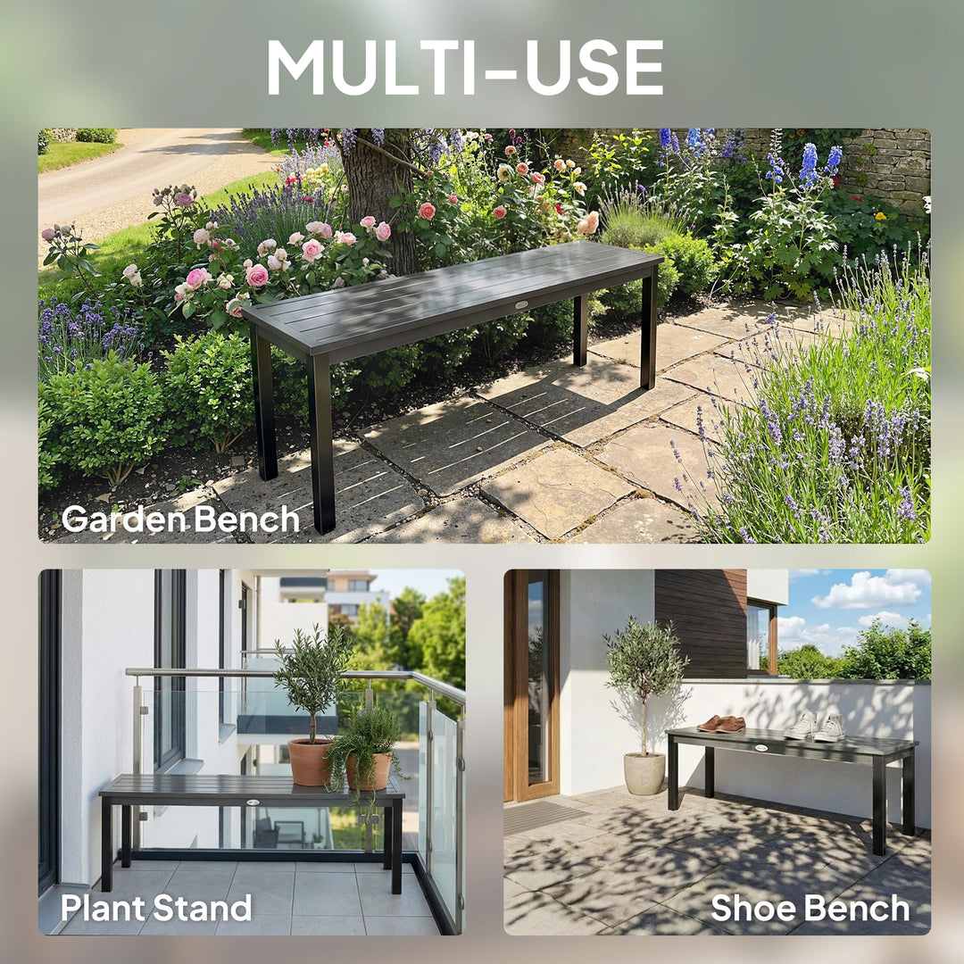 2 Seater Garden Bench, Outdoor Bench Loveseat with Wood-Effect Slatted