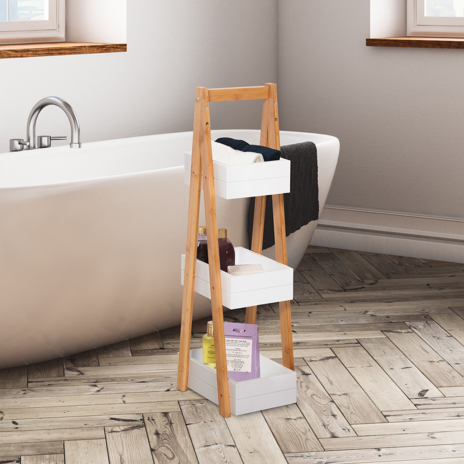 3 Tier Bathroom Shower Caddy Freestanding Rack Storage Unit Shelf Organiser