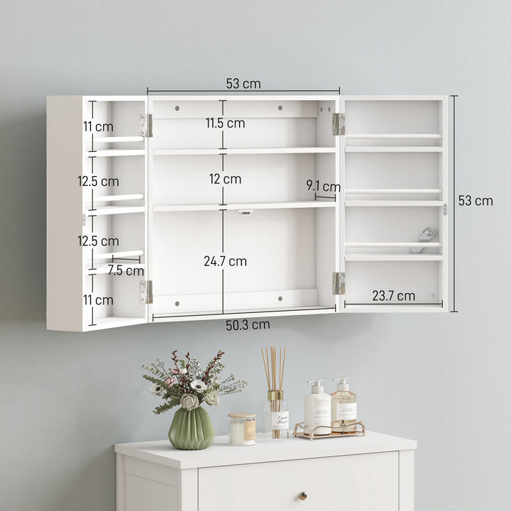 Wall Mount Medicine Cabinet with Key Lock, 3 Tier First Aid Cabinet wi