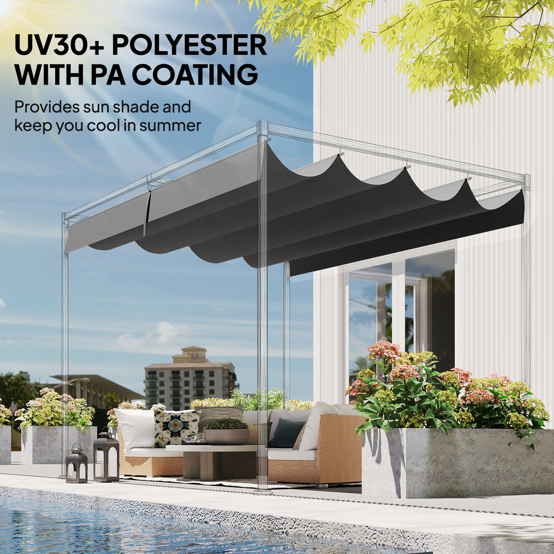 Retractable Pergola Canopy Only, 3.92 x 3.5 m, UV30+ Replacement Canopy Cover for 4 x 3 m Pergola