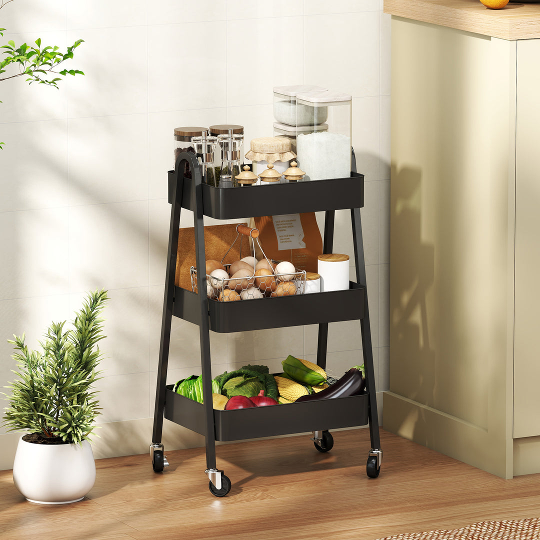 Three-Tier Storage Trolley - Black