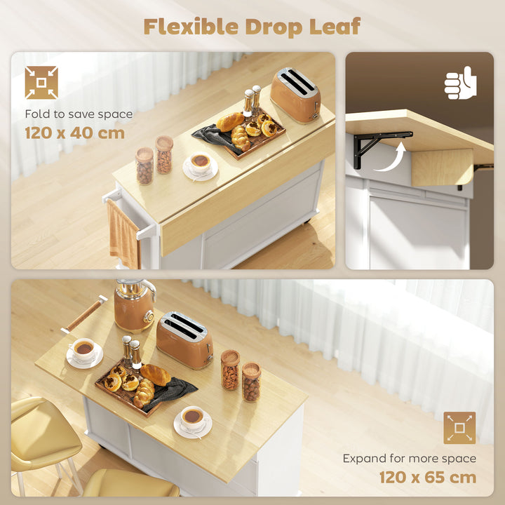 Kitchen Island, Rolling Kitchen Cart with Drop Leaf, Storage Trolley - view 5