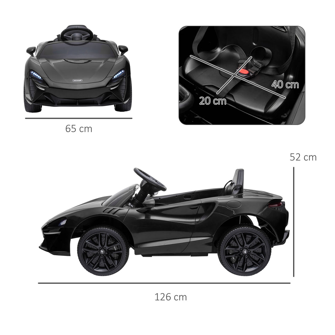 HOMCOM McLaren Licensed Electric Ride On Car for Kids, 12V with Butterfly Doors, Remote Control, Horn, Headlights, MP3, Black | Aosom UK