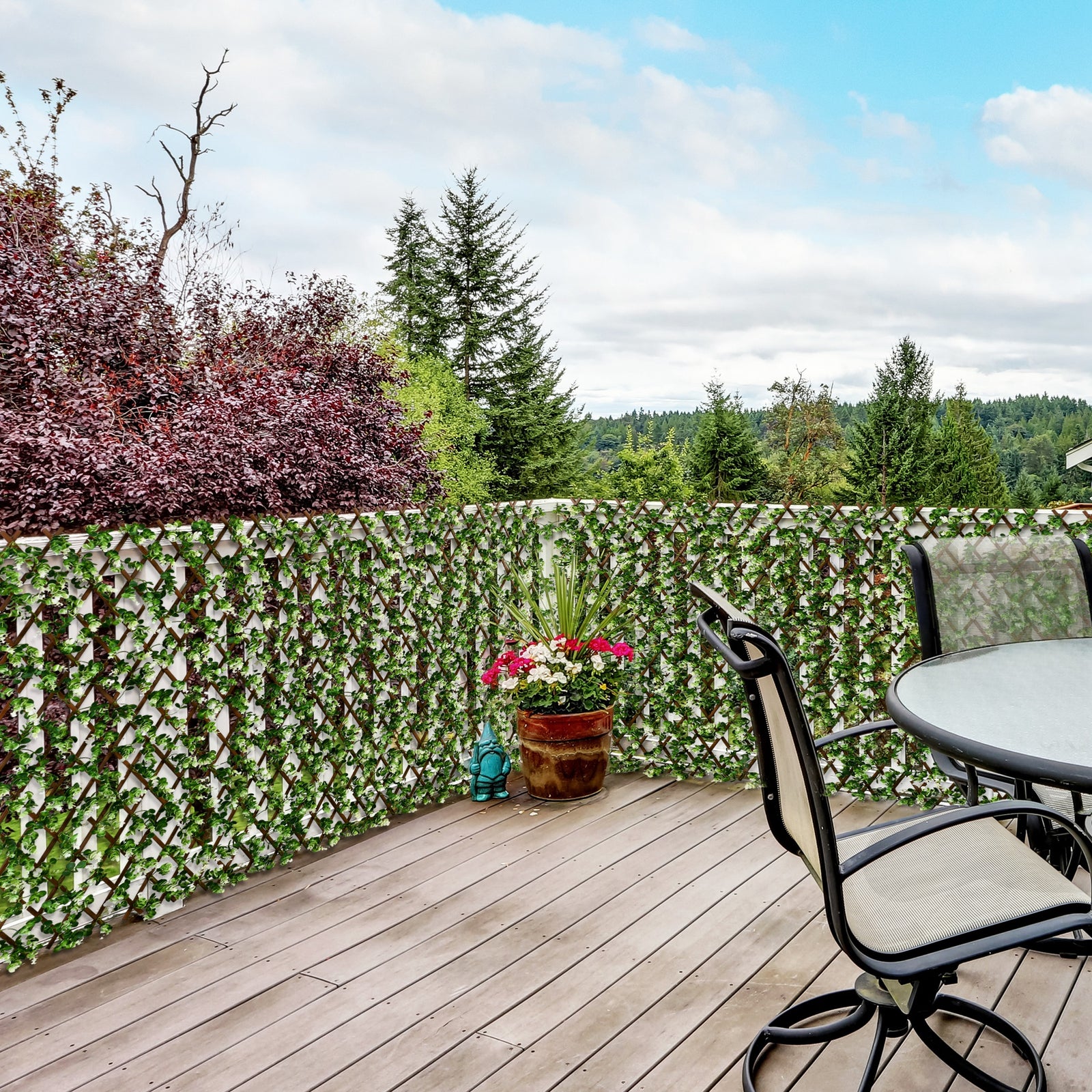 2pc Expanding Garden Trellis, 2 x 1m Faux Decorative Privacy Fence with Artificial Leaves, Privacy Screen Greenery Walls for Garden Balcony, Eucalyptus Leaves