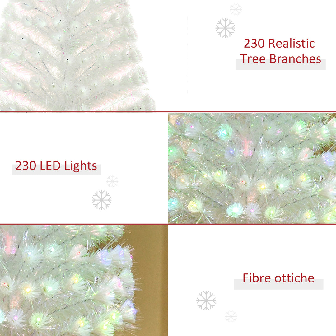 HOMCOM 5 Feet Prelit Artificial Christmas Tree with Fiber Optic LED Light, Holiday Home Xmas Decoration, White | Aosom UK