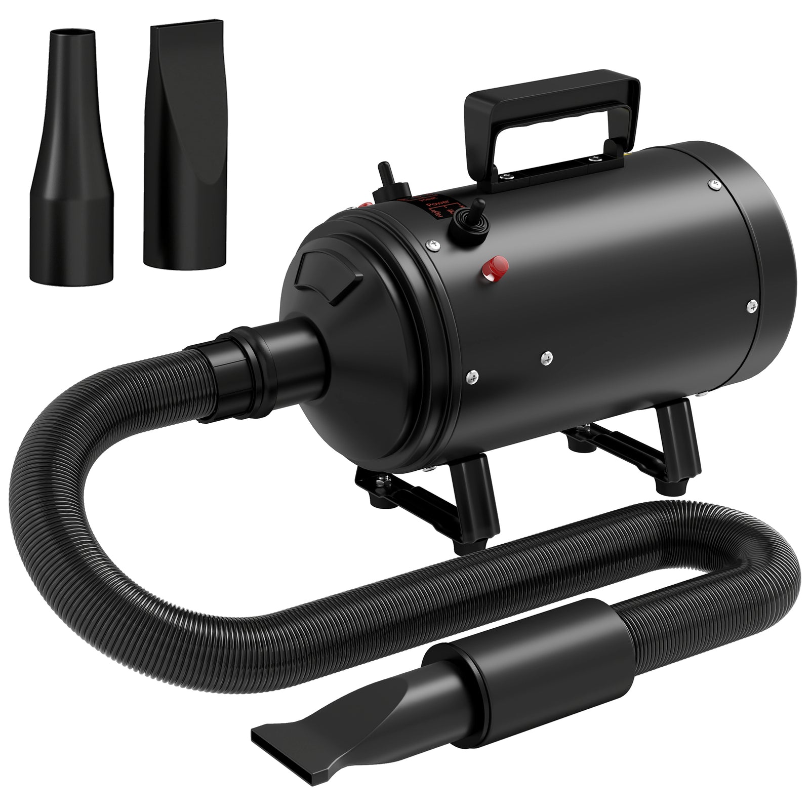 2200W Dog Hair Dryer with Adjustable Temperature & Velocity, 3 Different Nozzles, Black