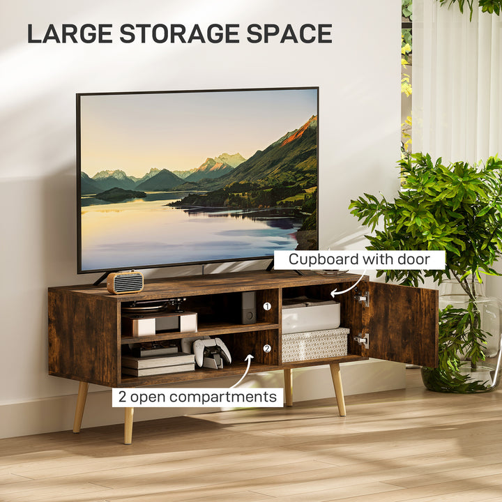 TV Stand up to 55 Inches, TV Unit with Open Shelves and Cable Holes - Brown
