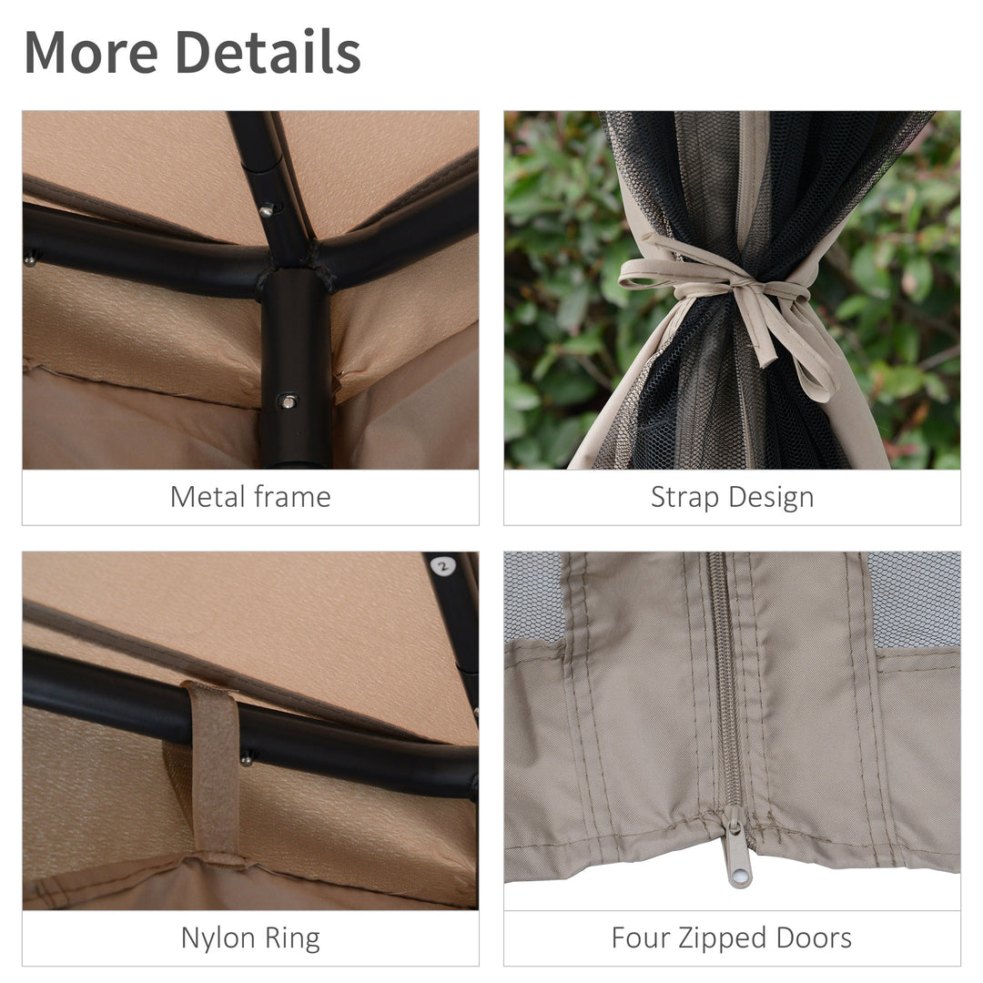 MCL Outdoor Gazebo, 2-tier Roof W/Netting, 295L x 295W x 263Hcm-Taupe