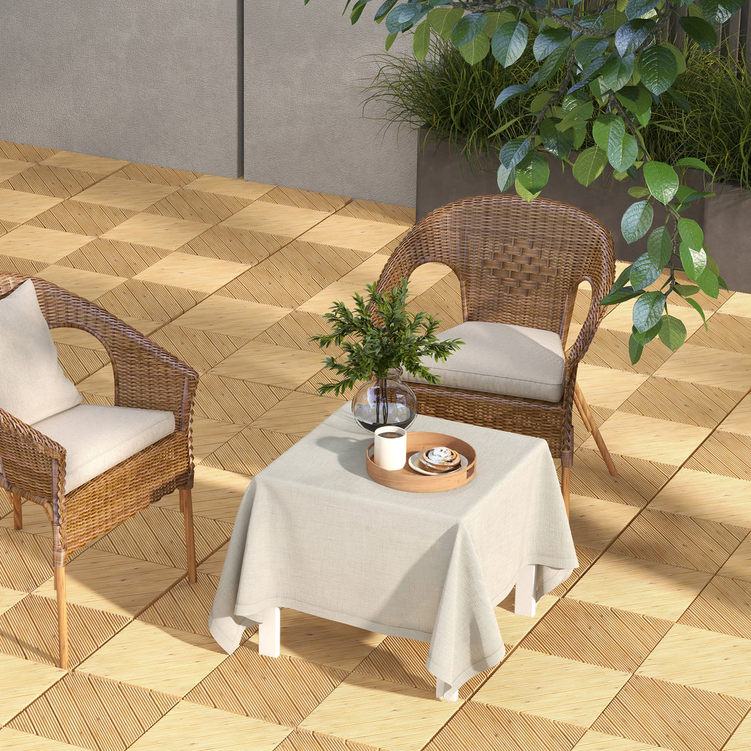 27 Pcs Wooden Interlocking Decking Tiles, 30 x 30 cm Anti-slip Outdoor Flooring Tiles, 0.81㎡ per Pack, All Weather Use for Patio, Balcony, Terrace, Hot Tub, Yellow