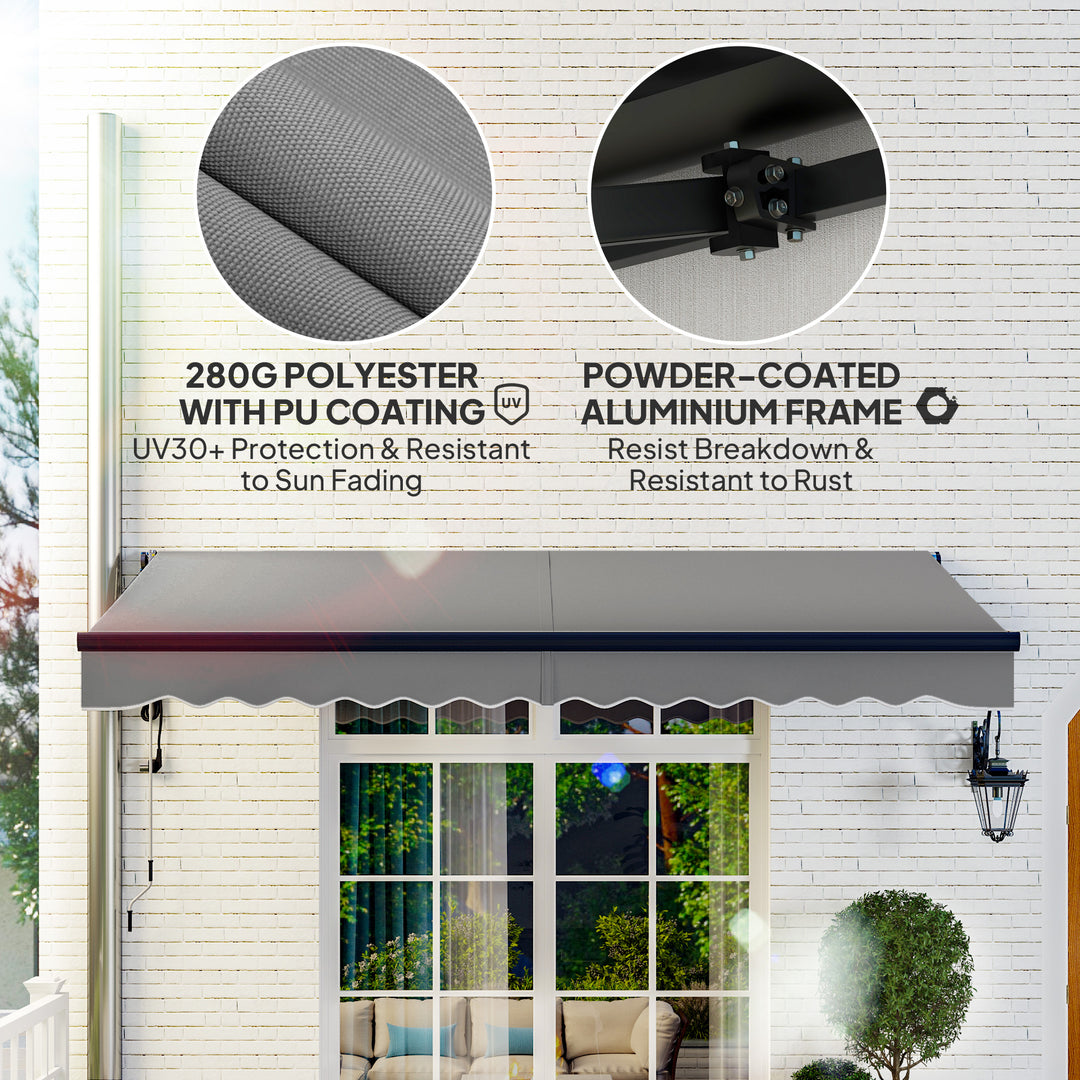 3.5 x 3m Electric/Manual Awning, with Remote - Dark Grey
