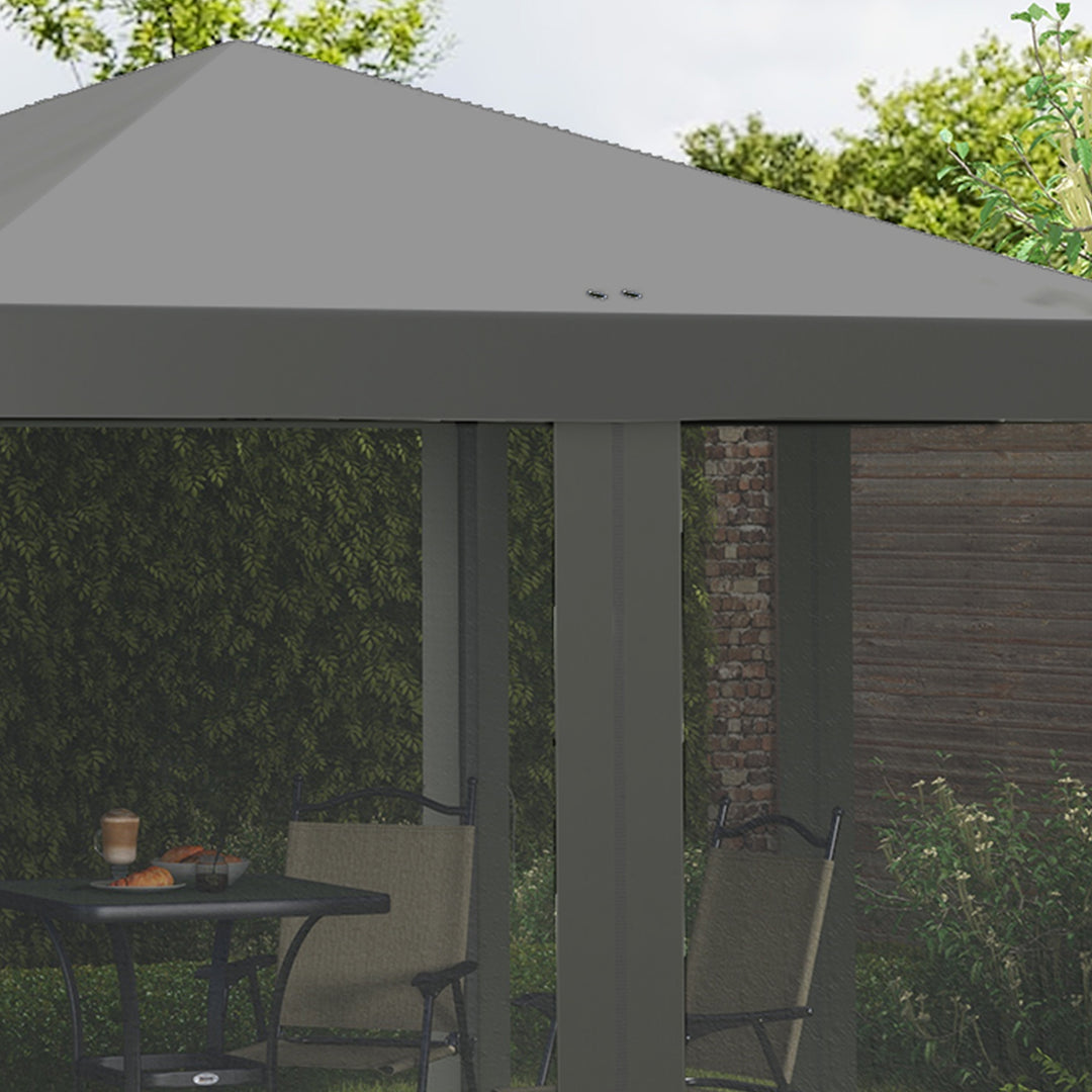 3 x 3 m Pop Up Gazebo, 420D Garden Tent Canopy with Removable Mesh Sidewall Netting, Carry Bag for Garden Patio Outdoor, Light Grey