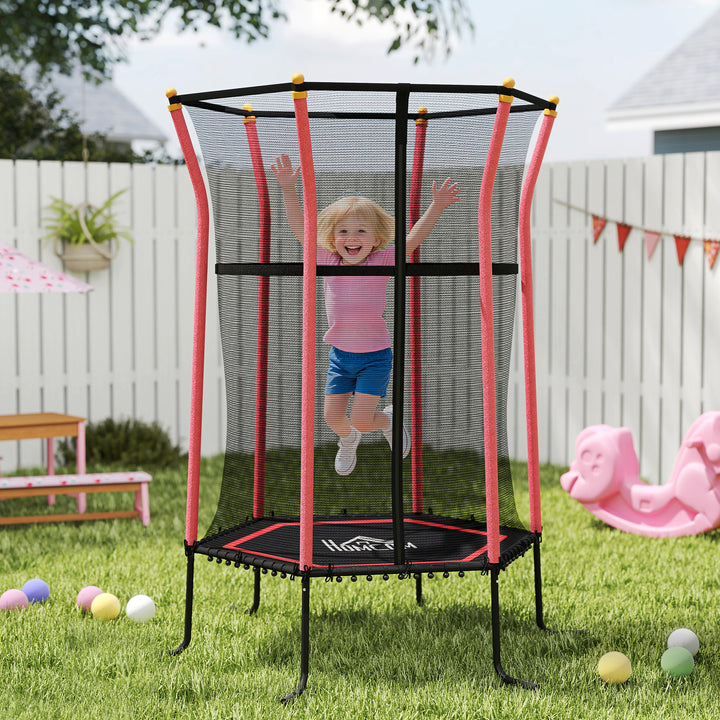 Kids Trampoline Mini Bouncer with Enclosure Safety Net For Ages 3-10 Years - Red
