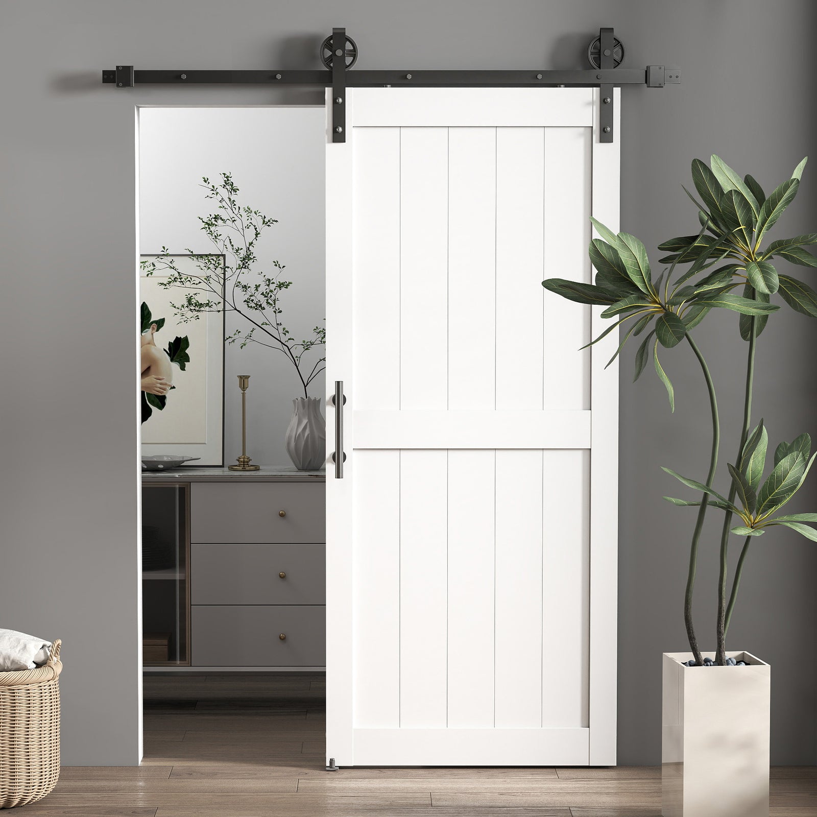 183cm Sliding Barn Door Kit, Sliding Door with Track, Hardware, Upgrad