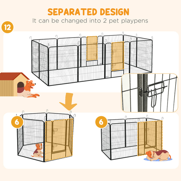 12 Panels Heavy Duty Puppy Playpen, for Small Dogs, Indoor and Outdoor Use - Silver