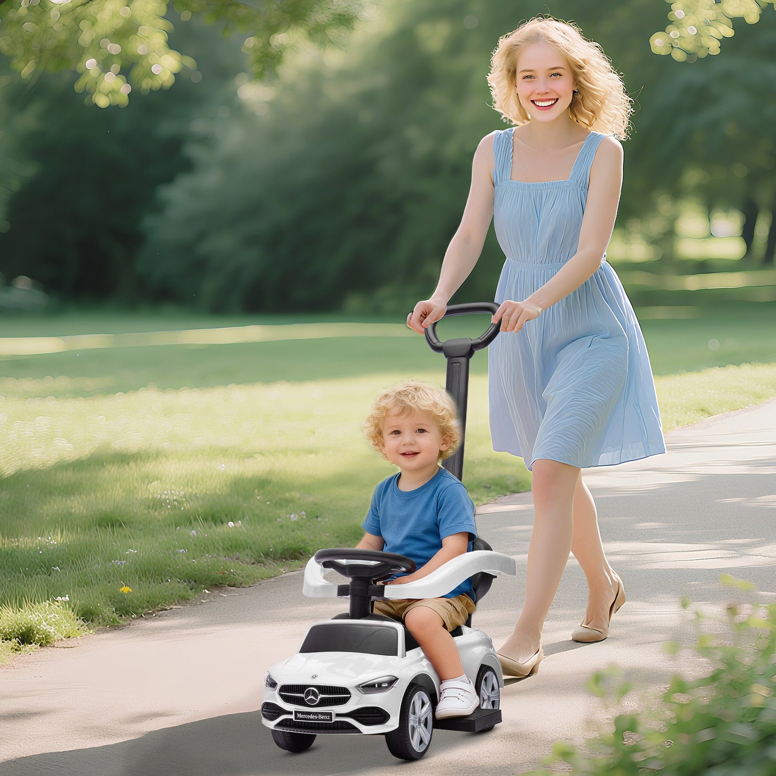 2 in 1 Baby Ride on Push Car Mercedes-Benz C-Class Licensed Walker Foo