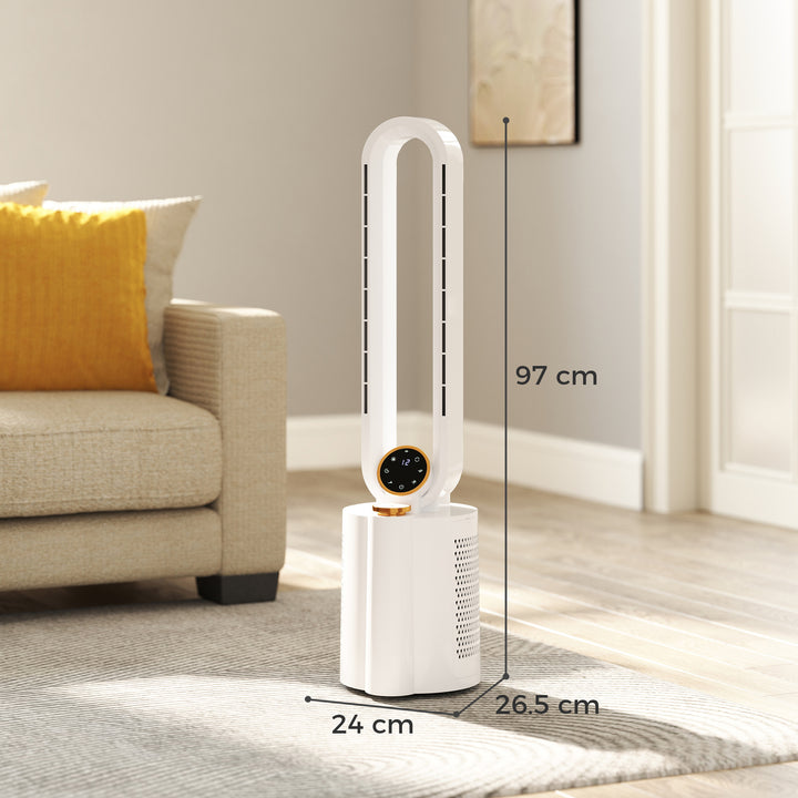 Multi-Mode Bladeless Tower Fan and Humidifier - White