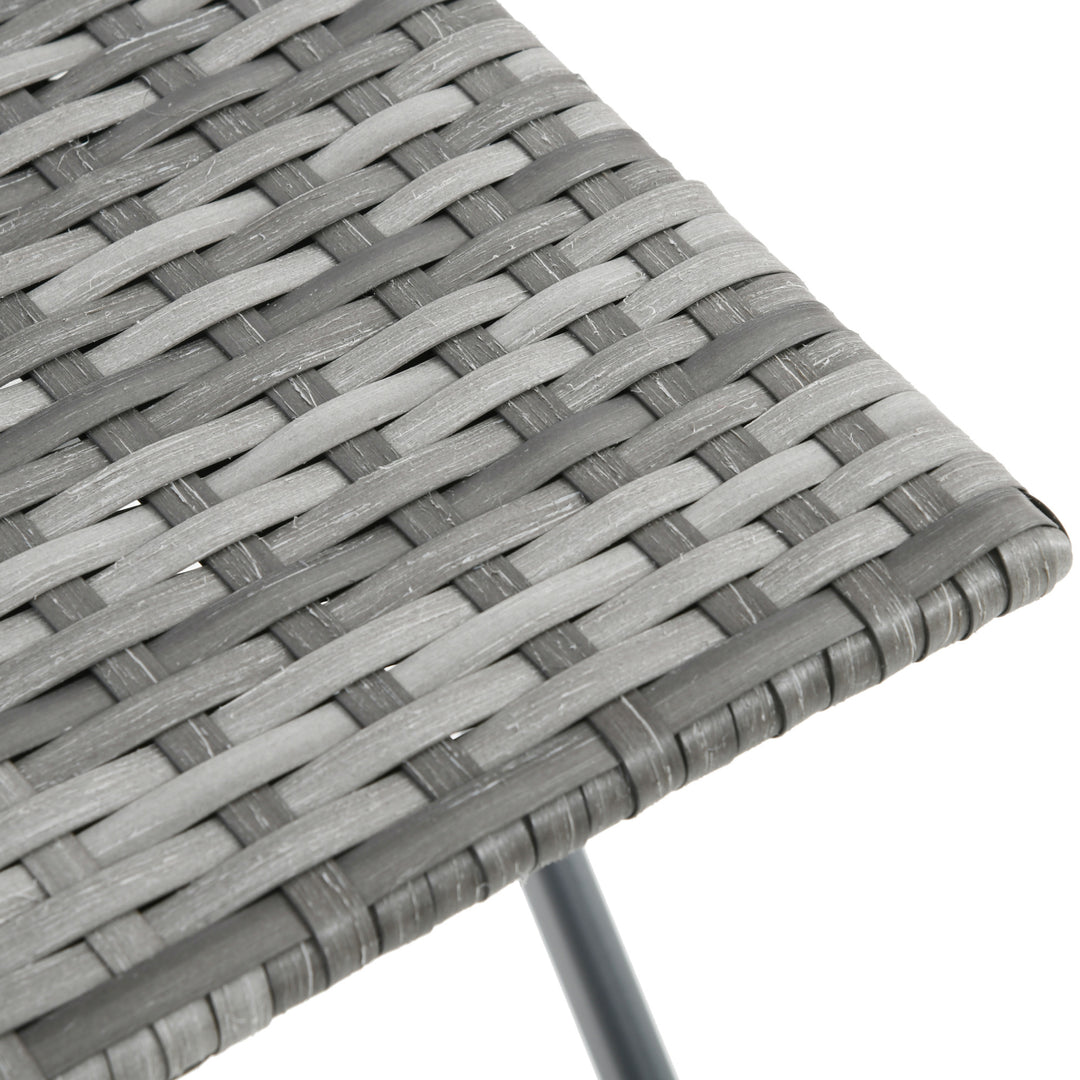 MCL 2-Seater Chair Bistro Set Garden Patio Table & Chair Black Rattan Furniture Grey