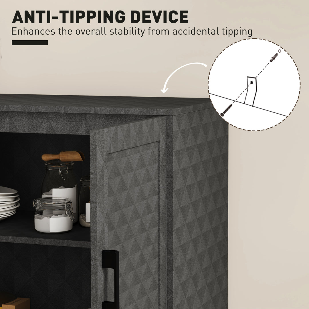 Modern Sideboard, Freestanding Sideboard Storage Cabinet with Adjustable Shelf and 2 Doors for Living Room, Grey