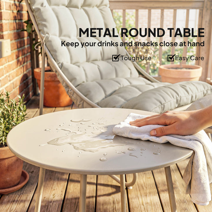 Bistro Set for Garden, 3 Piece Outdoor Table and Chair with Footstool 