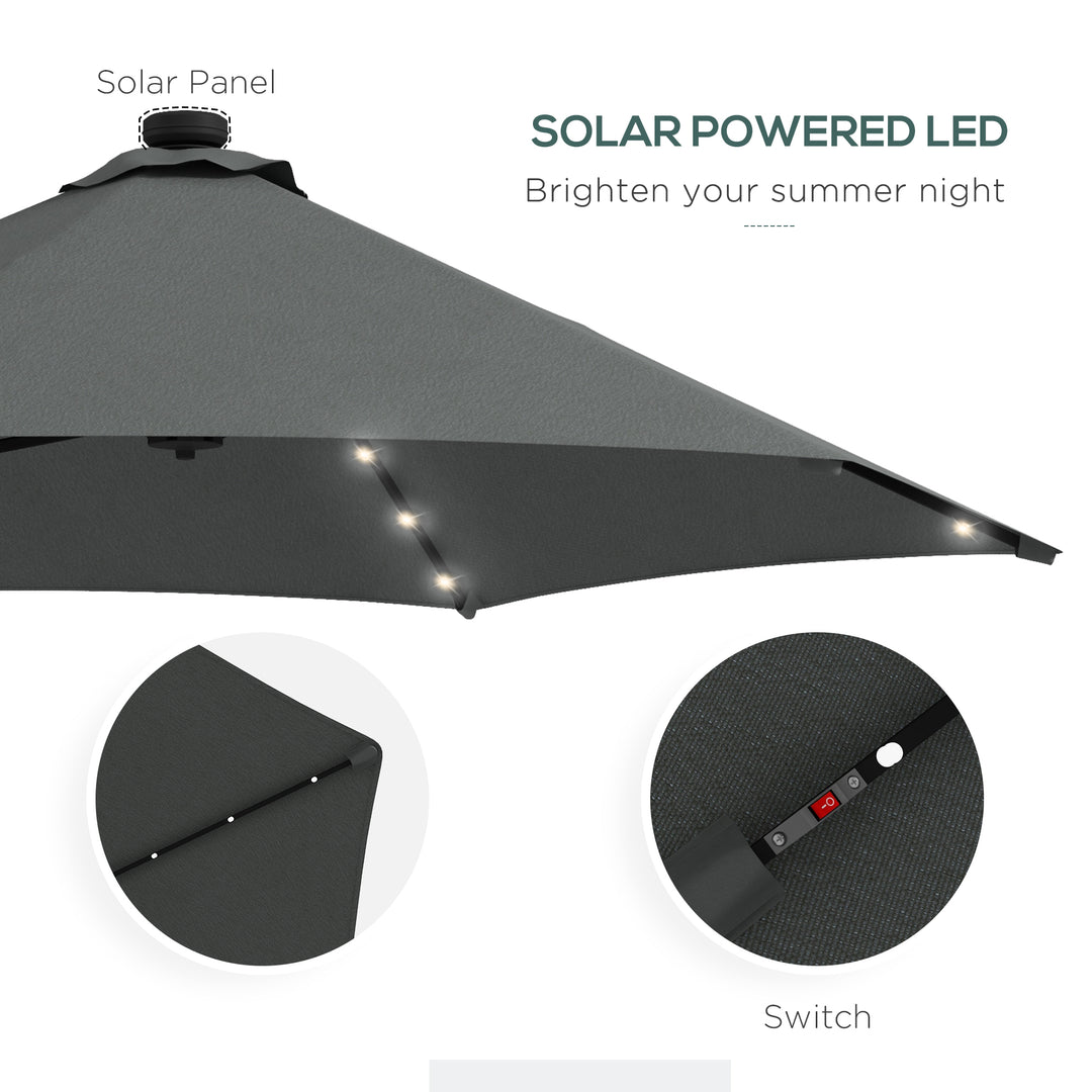3(m) Solar LED Cantilever Parasol - Dark Grey