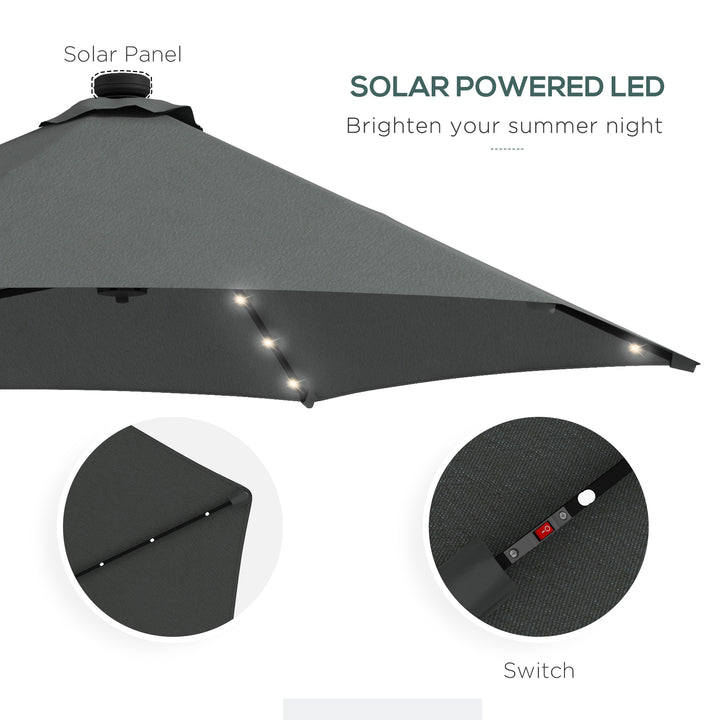 3(m) Solar LED Cantilever Parasol - Dark Grey