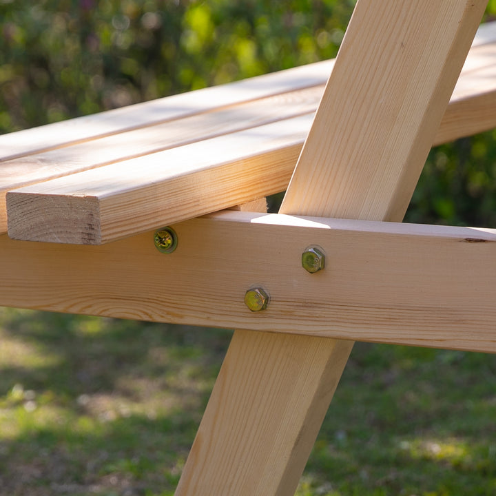 6 Seater Wooden Picnic Table Bench for Outdoor Garden or Patio with Parasol Cutout 150 cm Natural Wood Finish