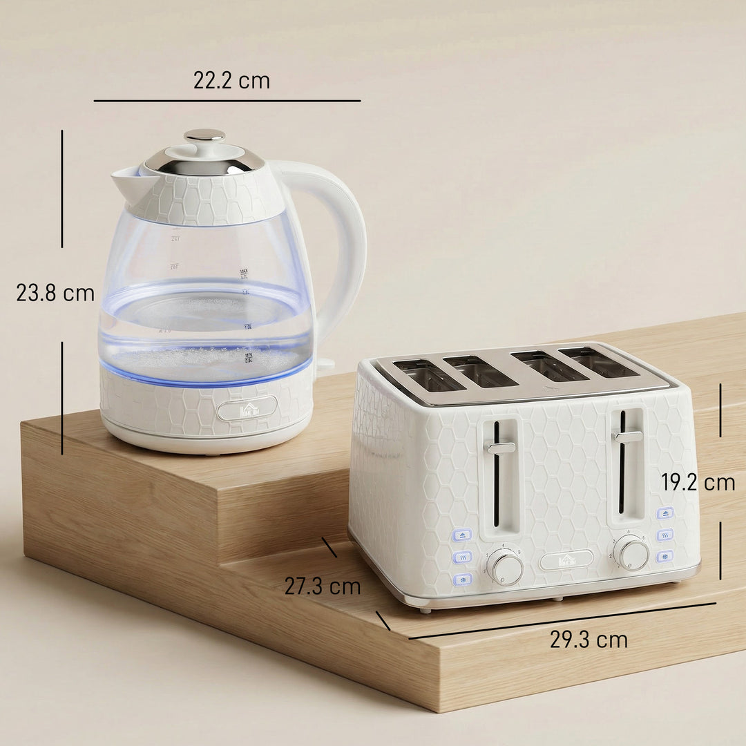 Kettle and Toaster Set, 1.7L 3000W Rapid Kettle with Strix Thermostat, 4 Slice Toaster with 7 Browning Controls