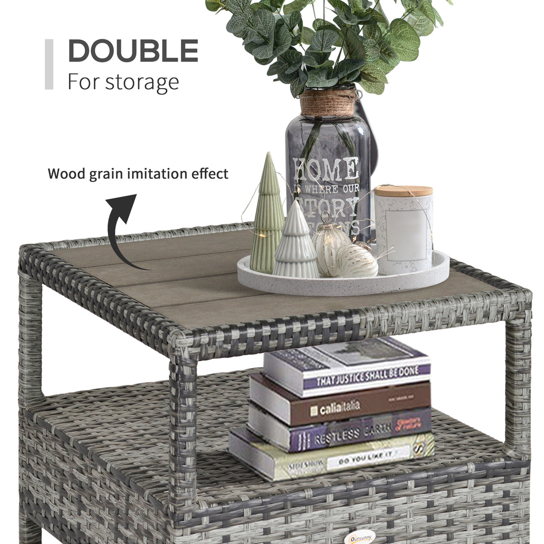 MCL 2 Seater Patio Wicker Chaise Lounge Sofa Set with Fabric Cushion, Grey