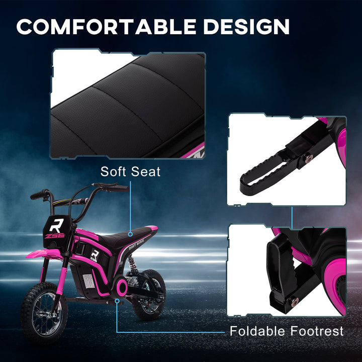 24V Electric Motorbike with Twist Grip Throttle, Music, Horn, 12" Pneumatic Tyres, 16km/h Max Speed - Pink