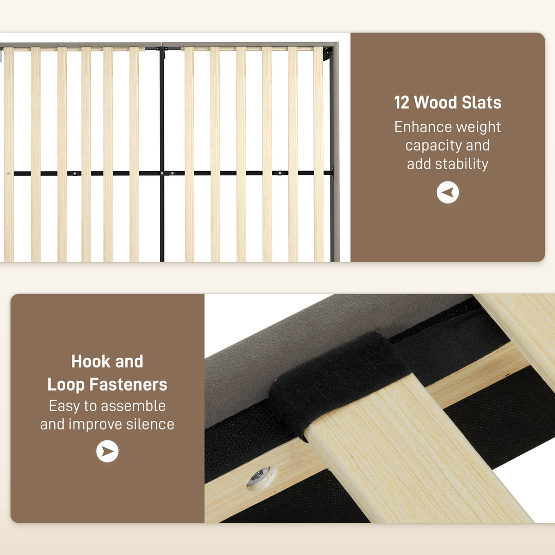 MCL Double Bed Frame, with Velvet-Feel Headboard - Grey