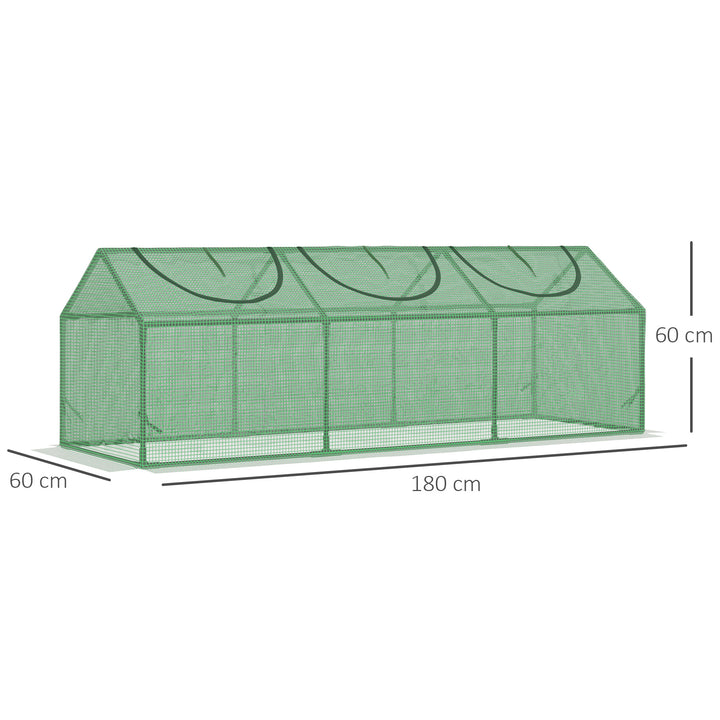 MCL Mini Greenhouse, Small Plant Grow House for Outdoor with Durable PE Cover, Observation Windows, 180 x 60 x 60 cm, Green