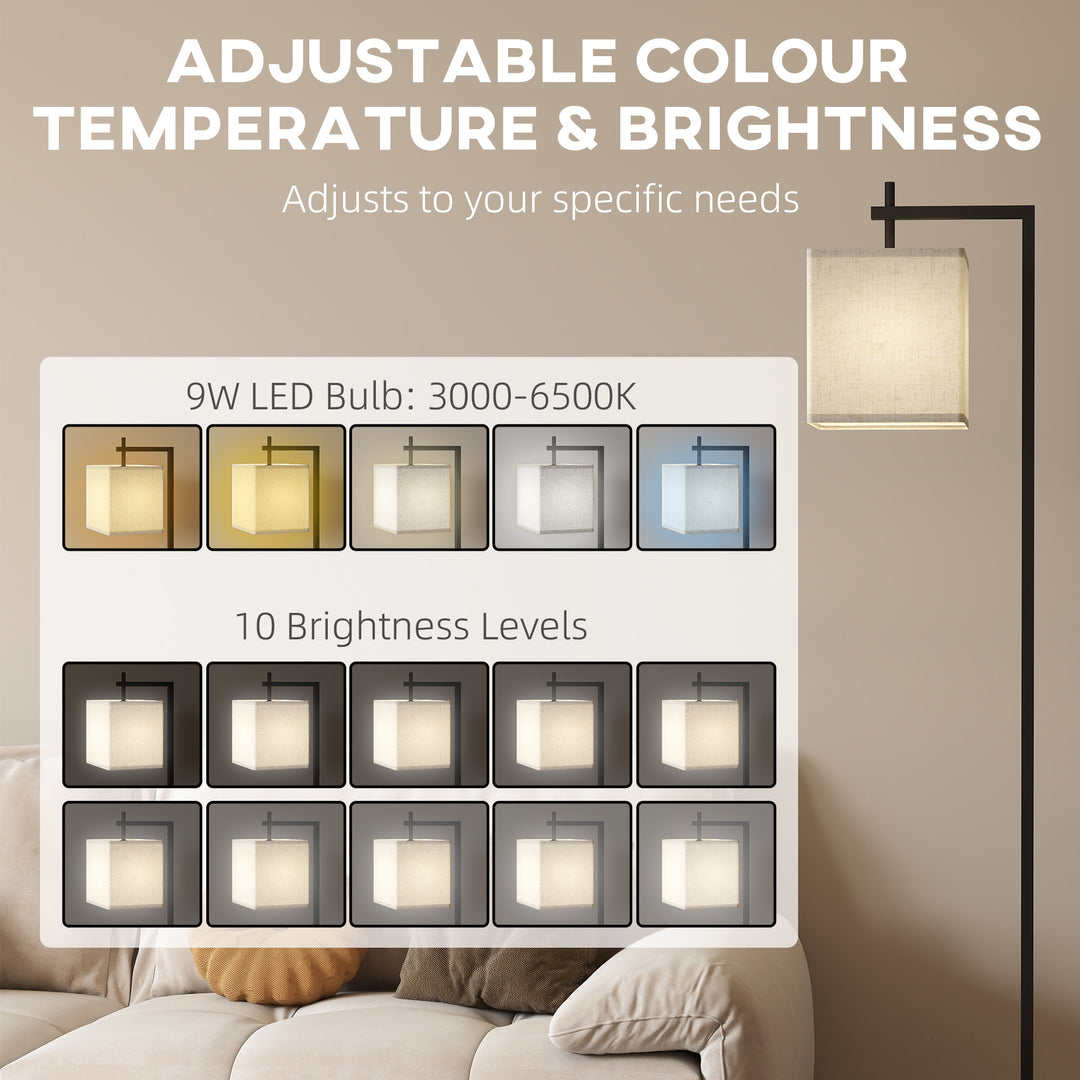 Floor Lamp for Living Room, 66" Modern Tall Standing Lamp with Adjustable Colour Temperatures & 10 Brightness Levels, Remote Control and Foot Switch for Bedroom Office, 9W LED Bulb Included