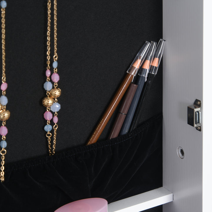 MCL Jewelry Cabinet Standing Mirror Full Length Makeup Lockable Armoire Storage Organizer White