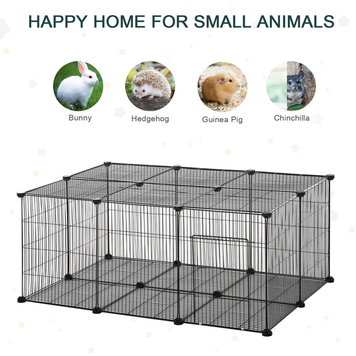 PawHut DIY Pet Playpen, Small Animal Metal Cage with Door, 22 Pieces, for Bunny, Chinchilla, Hedgehog, Guinea Pig | Aosom UK