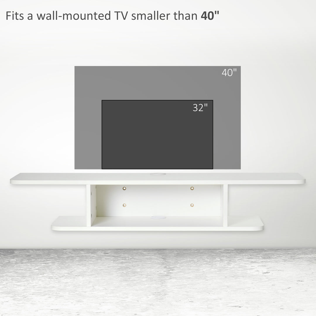 MCL Floating TV Unit Stand for TVs up to 40", Wall Mounted Media Console with Storage Shelf, Entertainment Center, White