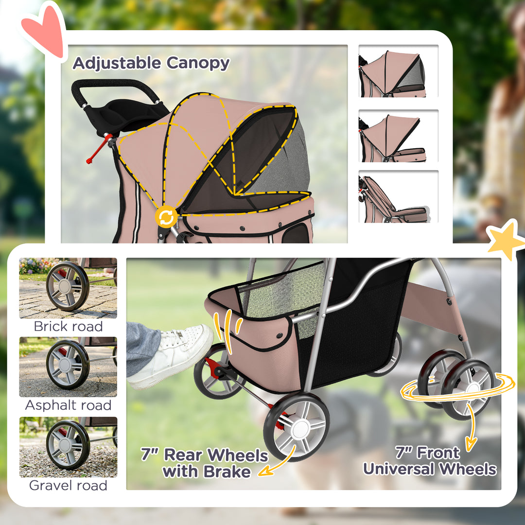 Dog Pram, Pet Stroller with Reflective Strips, Foldable Cat Stroller w