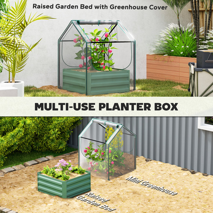 61 x 61cm Garden Planter Bed, with Cover - Green