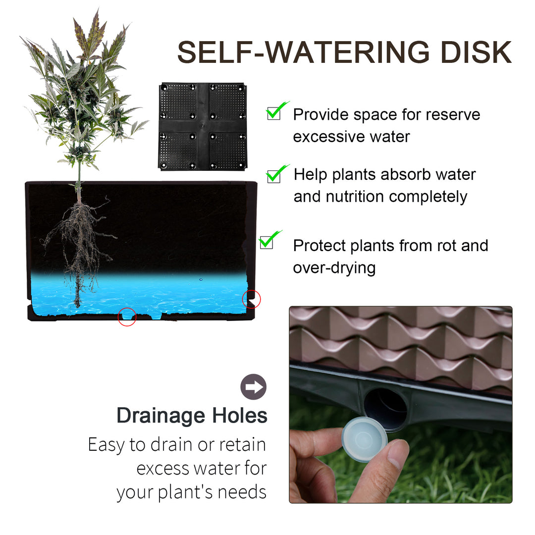 50cm x 50cm x 46.5cm Set of 4 41L Garden Raised Bed Kit, PP DIY Elevated Planter Box, Flower Vegetables Planting Container with Self-Watering Design and Drainage Holes
