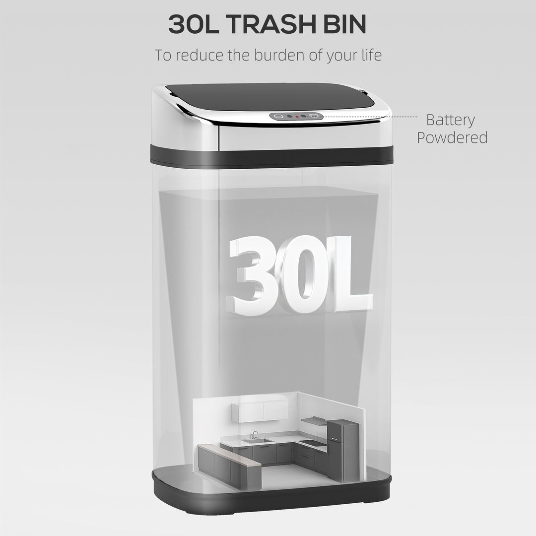 30L Stainless Steel Motion Sensor Lid Bin - Silver Tone - view 5
