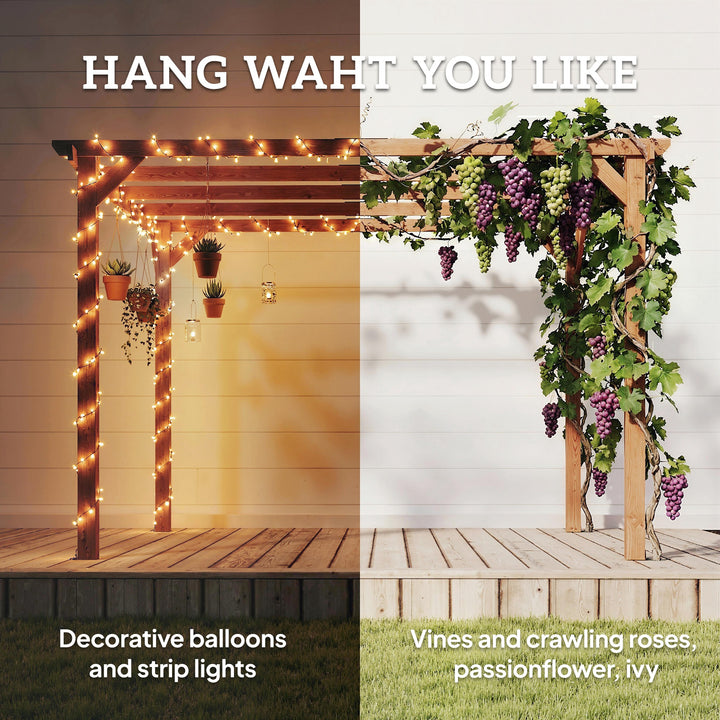 3 x 3 m Wooden Pergola Kit, Garden Pergola Gazebo Grape Trellis with Triangle Supports, 5 Beams