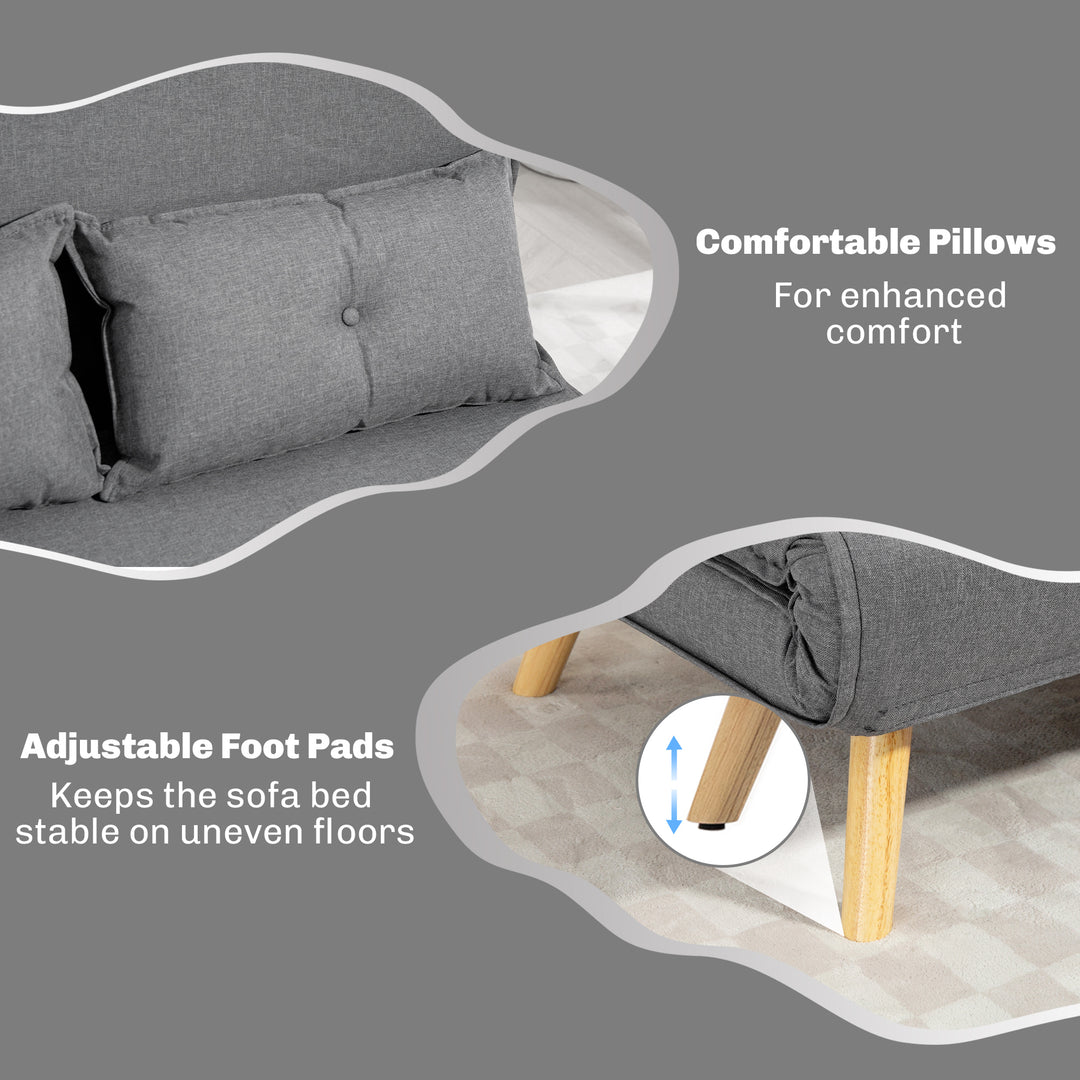 Two-Seater Linen-Look Sofa Bed - Grey