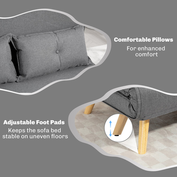 Two-Seater Linen-Look Sofa Bed - Grey