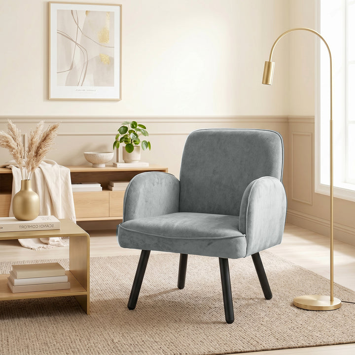 Lounge Chair Velvet Upholstered Armchair with Spring Cushion for Livin